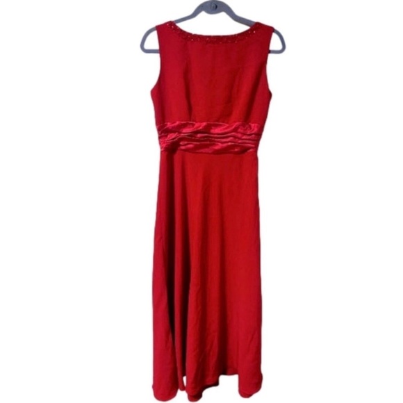 Vintage Dressbarn Red Sleeveless Long Formal Dress Sequin Womens Size 6 Romantic - Picture 1 of 14